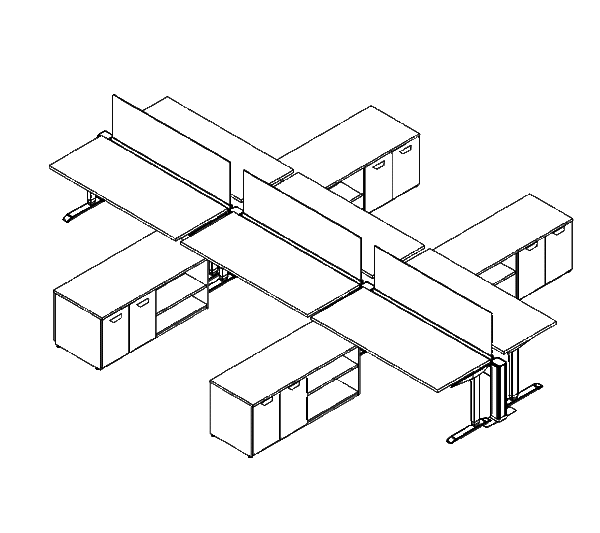 Friant My-Hite Height Adjustable Workstation Typical FMH-6003 (6' x 2.5') plan view