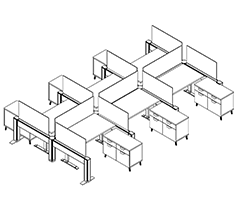 Friant My-Hite Height Adjustable Workstation Typical FMH-6006 (5' x 5') plan view