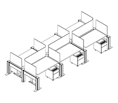 Friant My-Hite Height Adjustable Workstation Typical FMH-6007 (5' x 5') plan view
