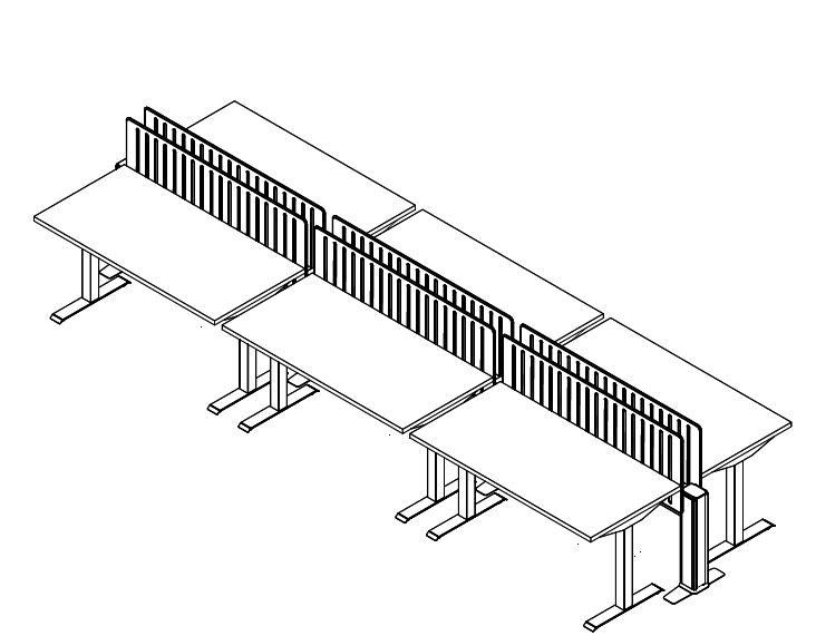 Friant My-Hite Height Adjustable Workstation Typical FMH-6011 (5' x 2.5') plan view
