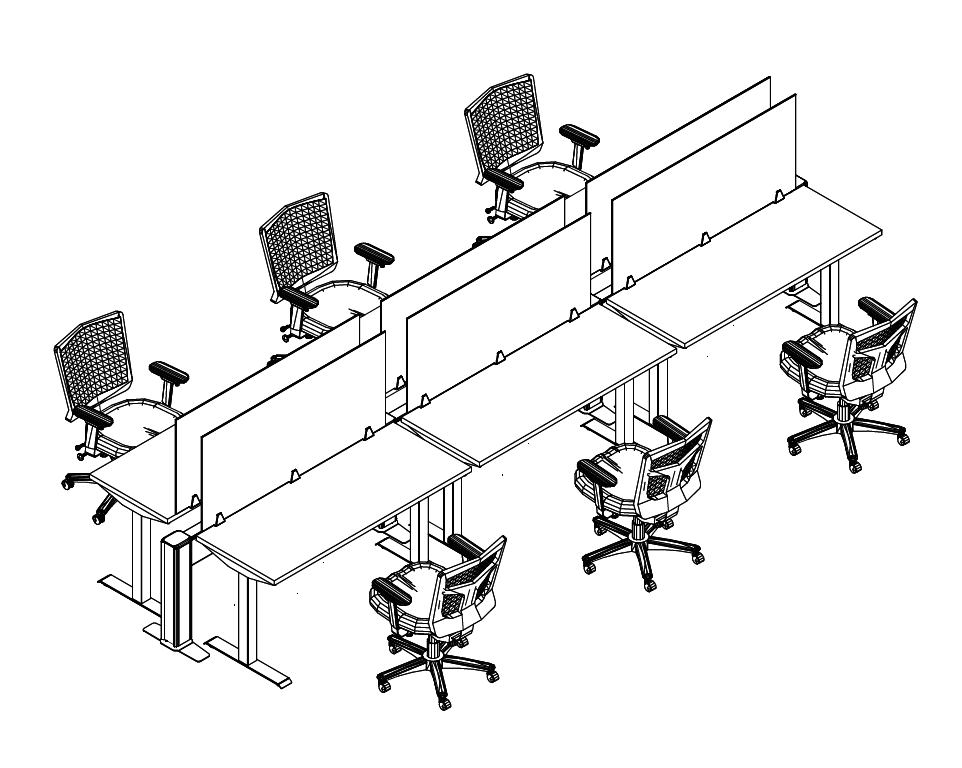 Friant My-Hite Height Adjustable Workstation Typical FMH-6014 (5' x 2') plan view