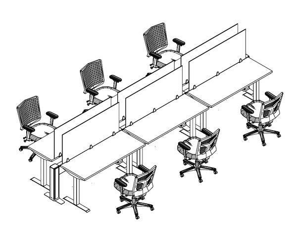 Friant My-Hite Height Adjustable Workstation Typical FMH-6014 (5' x 2') plan view