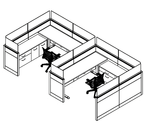 Friant Interra high-privacy workstations – typical layout