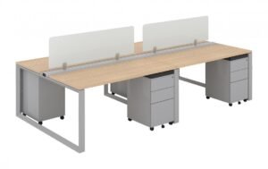 4 Person Workstation with Privacy Panels