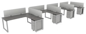 4 Person Desk with Privacy Panels-