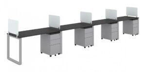 4 Person Workstation with Dividers-
