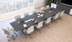 Boat Shaped Conference Table and Chairs Set
