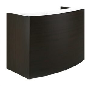 Curved Reception Desk with Glass Transaction Counter