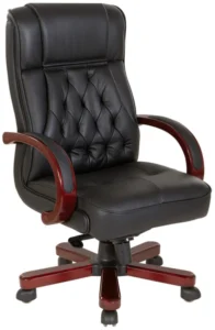 Office Star Genuine Leather Executive Chair with Royal Cherry Finish [TWN300L]