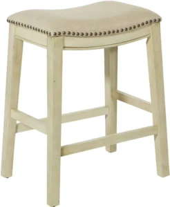 Office Star OSP Designs Saddle Stool 24" Beige, 2-Pack [MET4224AW-BG]