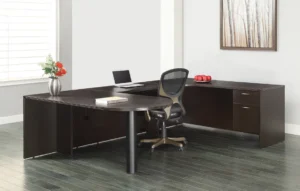 U Shaped Peninsula Desk with Drawers